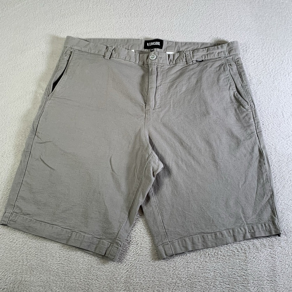 Linksoul Shorts Men's Size 38 Golf Boardwalker Chino Lightweight Flat Front Gray